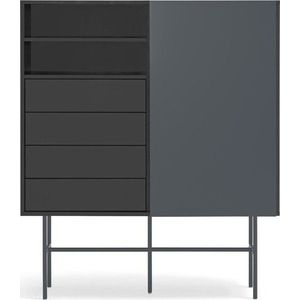 Černo-antracitová vysoká komoda s posuvnými dveřmi 120x140 cm Nube – Teulat obraz