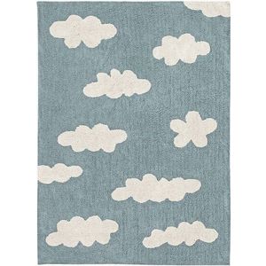 Modrý pratelný ručně tkaný bavlněný dětský koberec 120x160 cm Clouds Vintage Blue – Lorena Canals obraz