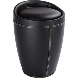 Černý koš na prádlo a taburetka v jednom Wenko Linen Look, 20 l obraz