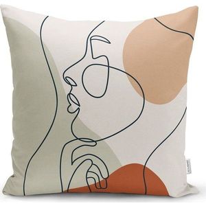 Povlak na polštář Minimalist Cushion Covers Pastel Drawing Face, 45 x 45 cm obraz