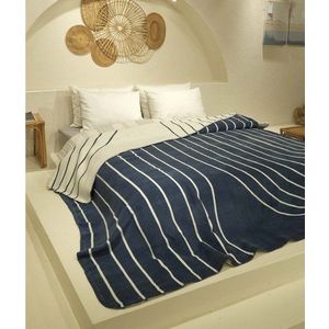 Bílo-tmavě modrý přehoz na dvoulůžko 200x220 cm Twin – Oyo Concept obraz