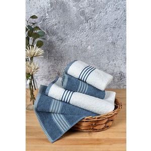 Bílé/modré bavlněné ručníky a osušky v sadě 4 ks – Mila Home obraz