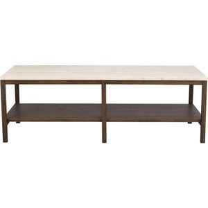 Hnědo-béžový konferenční stolek s deskou z kamene 140x60 cm Orwel - Rowico obraz