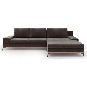 Tmavě hnědá rozkládací rohová pohovka se sametovým potahem Windsor & Co Sofas Astre, pravý roh obraz