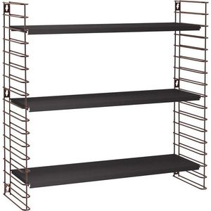 3patrový regál s detaily v barvě mědi s černými policemi Metaltex Libro, šířka 70 cm obraz