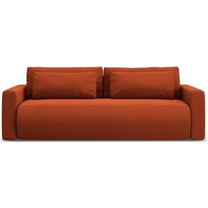 Sametová rozkládací pohovka s úložným prostorem v cihlové barvě 238 cm Belfast – Cosmopolitan Design obraz