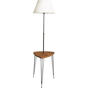 Stojací lampa v bílo-přírodní barvě s textilním stínidlem (výška 147 cm) – Opviq lights obraz