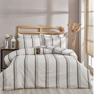 Hnědo-béžové bavlněné prodloužené povlečení na dvoulůžko 200x220 cm – Mila Home obraz