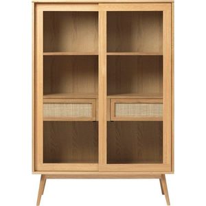 Vitrína v dekoru dubu s posuvnými dveřmi v přírodní barvě 110x160 cm Barrali – Unique Furniture obraz