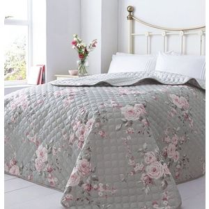 Šedý přehoz přes postel Catherine Lansfield Canterbury Rose, 240 x 260 cm obraz