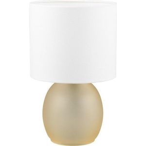 Stolní lampa v bílé a zlaté barvě s textilním stínidlem (výška 29 cm) Vela – Trio obraz