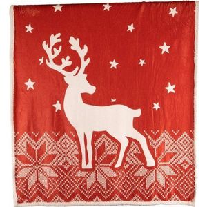 Červená deka s vánočním motivem s beránkem 130x150 cm – Tiseco Home Studio obraz