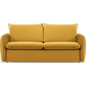 Sametová rozkládací pohovka v hořčicové barvě 194 cm Vienna – Cosmopolitan Design obraz