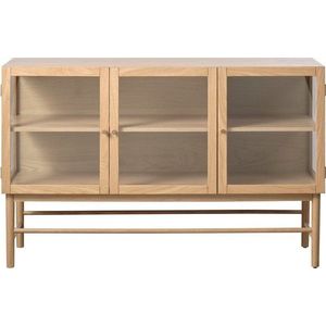 Vitrína z dubového dřeva v přírodní barvě 88x140 cm Elba – Unique Furniture obraz