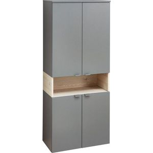 Šedá/v přírodní barvě vysoká/závěsná koupelnová skříňka v dekoru borovice 142x60 cm Quickset 394 – Pelipal obraz