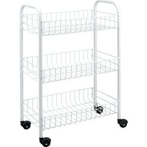 Bílý pojízdný stojan s 3 policemi Metaltex Siena obraz