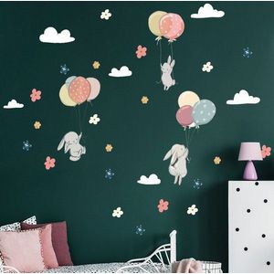 Dětské samolepky na zeď Ambiance Flying Rabbits obraz