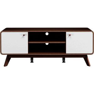 Bílo-hnědý TV stolek v dekoru ořechu 140x53 cm Caitlin – Støraa obraz