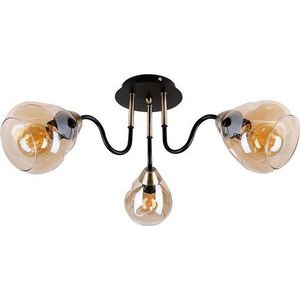 Stropní svítidlo se skleněným stínidlem v černo-zlaté barvě Unica – Candellux Lighting obraz
