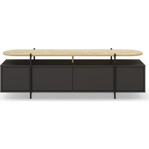 Černý TV stolek v dekoru dubu 160x48 cm Hinoa – Marckeric obraz