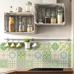 Sada 9 nástěnných samolepek Ambiance Azulejos Shade of Green, 10 x 10 cm obraz