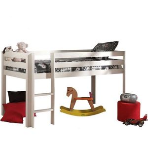 Bílá vyvýšená dětská postel z borovicového dřeva 90x200 cm PINO – Vipack obraz