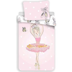 Růžové bavlněné dětské povlečení na jednolůžko 140x200 cm Ballerina – Jerry Fabrics obraz