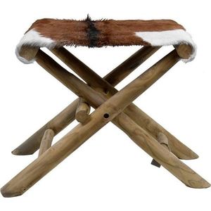 Hnědá stolička z teakového dřeva Goatskin – Ego Dekor obraz