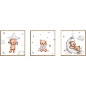 Dětské obrázky v sadě 3 ks 20x20 cm Teddy Bear obraz