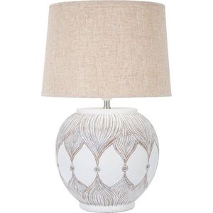 Stolní lampa s textilním stínidlem v bílo-zlaté barvě (výška 59 cm) Atene – Mauro Ferretti obraz