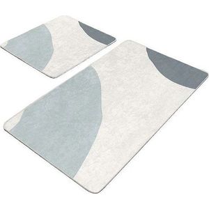 Šedo-krémové sametové koupelnové předložky v sadě 2 ks 60x100 cm Abstract Shapes – Mila Home obraz