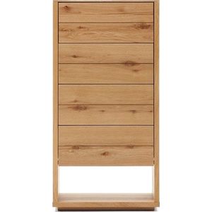 Vysoká komoda v dekoru dubu v přírodní barvě 60x120 cm Alguema – Kave Home obraz