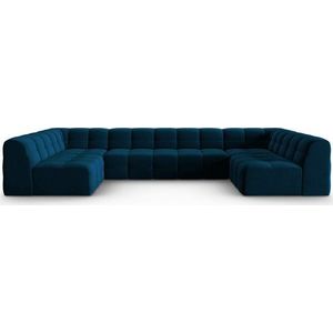 Tmavě modrá sametová rohová pohovka (do "U") Kendal – Micadoni Home obraz
