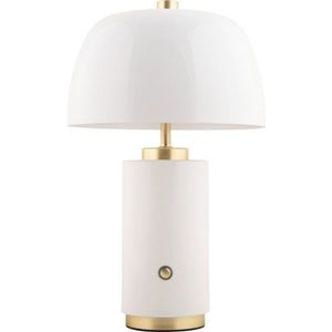 Bílá LED stmívatelná stolní lampa s kovovým stínidlem (výška 30 cm) Freya – Leitmotiv obraz