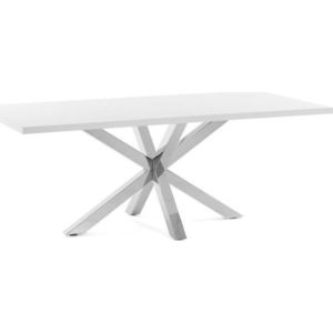 Bílý jídelní stůl s podnožím z nerezové oceli Kave Home Arya, 160 x 100 cm obraz