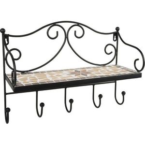 Černý kovový nástěnný věšák s poličkou 42 cm Almeria – Garden Pleasure obraz