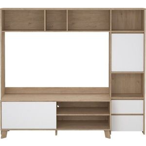 Bílá/v přírodní barvě TV sestava v dekoru dubu 209x183x48 cm Next – Tvilum obraz