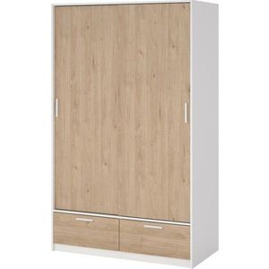 Šatní skříň v dekoru dubu s posuvnými dveřmi v bílo-přírodní barvě 121x200 cm Line – Tvilum obraz