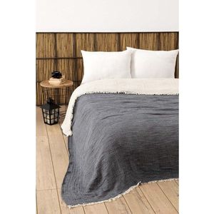 Tmavě šedý mušelínový přehoz na dvoulůžko 230x250 cm – Mijolnir obraz