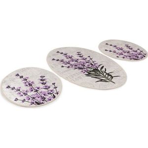 Fialovo-béžové koupelnové předložky v sadě 3 ks 60x100 cm Lavender – Foutastic obraz