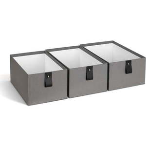 Šedé kartonové úložné boxy v sadě 3 ks 20, 5x29, 5x14, 5 cm Aston Paper Laminate – Bigso obraz