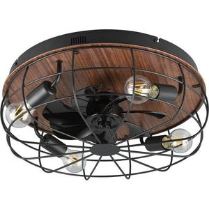 Matně černé/hnědé stropní svítidlo na dálkové ovládání/s ventilátorem Trondheim – Trio obraz