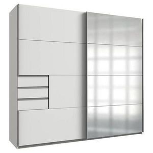 MID.YOU ŠATNÍ SKŘÍŇ SE ZRCADLEM, bílá, čiré, barvy hliníku, 225/210/64 cm obraz