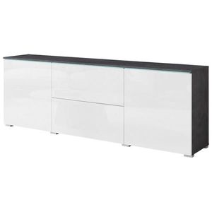 P & B NÍZKÁ KOMODA, antracitová, vysoce lesklá bílá, 180/61, 8/34, 5 cm obraz