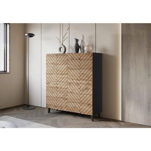 Livetastic VYSOKÁ KOMODA, černá, dub wotan, 120/130/39 cm obraz