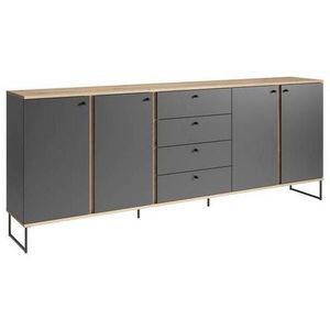Xora ŠIROKÁ KOMODA, antracitová, barvy dubu, 225/89/38 cm obraz