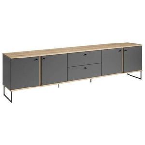 Xora NÍZKÁ KOMODA, antracitová, barvy dubu, 225/59/38 cm obraz