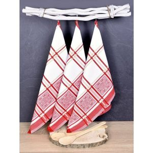 Luxusní kuchyňské utěrky, SOLE RED egyptská bavlna set 3 ks obraz