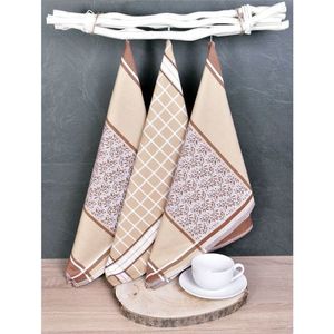 Luxusní kuchyňské utěrky, DORO BEIGE MIX egyptská bavlna set 3 ks obraz