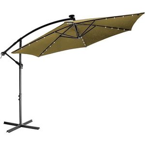88634 STILISTA Zahradní slunečník s kličkou 3, 5 m, khaki + LED obraz